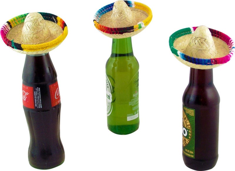 More Fiesta Mini Mexican Sombrero Zapata hat - 4 inches wide Small decorated straw hats, 12-pack - Image 2